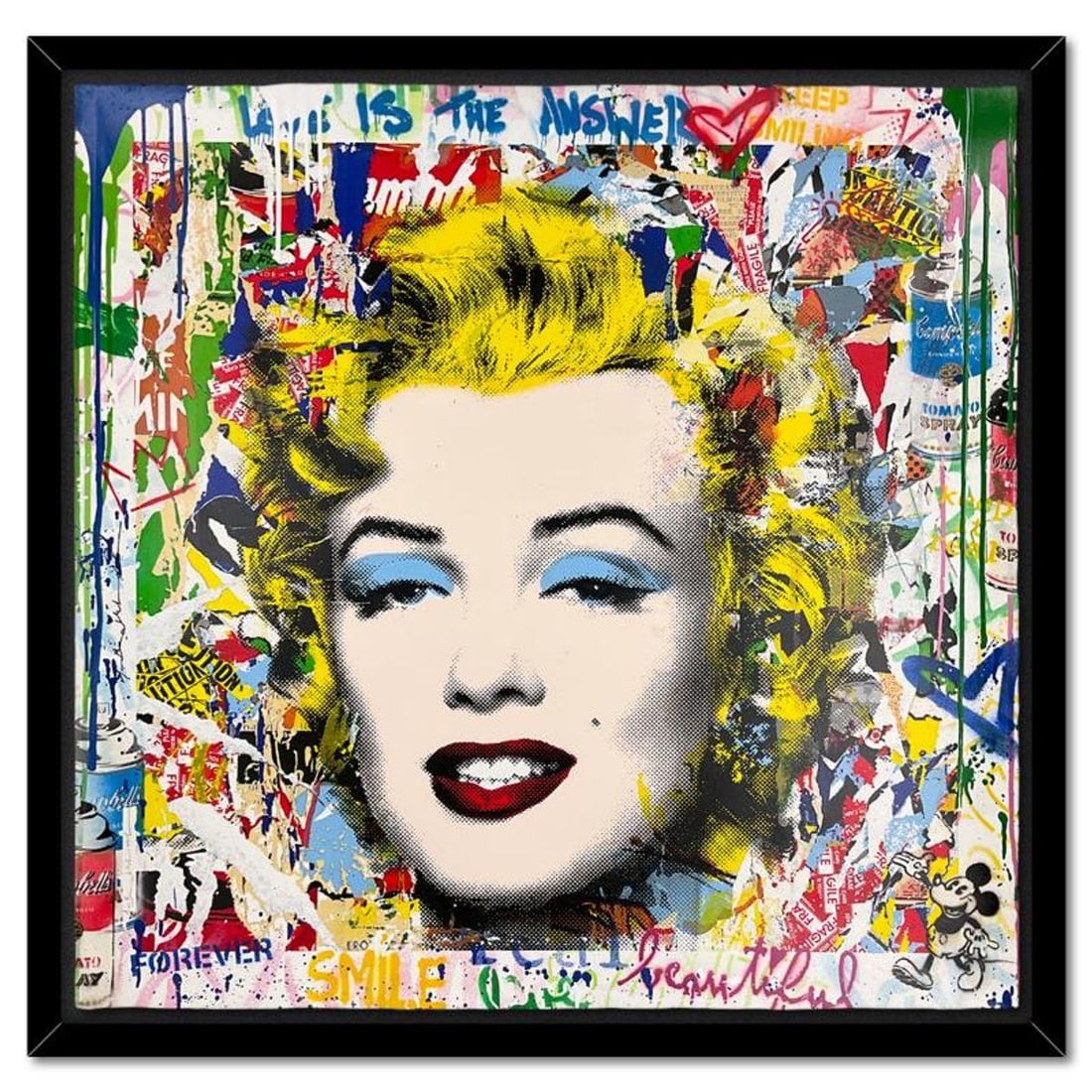 Mr. Brainwash, "Monroe POP-folio" Framed Mixed Media Original, Hand Signed with Certificate of: Monroe POP-folio is a mixed media original on deckle edge paper by Mr. Brainwash, hand signed and bearing the thumbprint of the artist inverso. This piece comes custom framed. Includes Certificate of