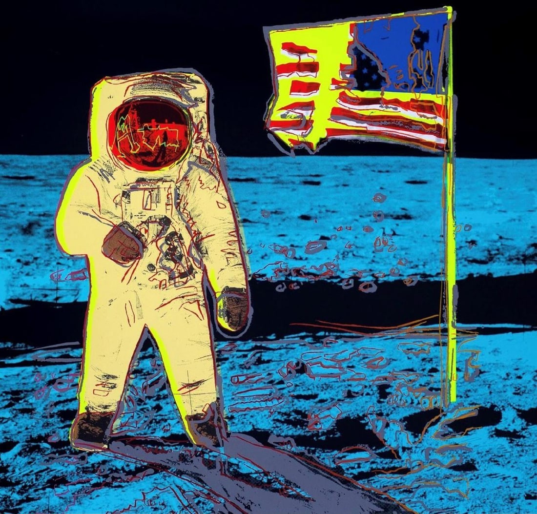 Andy Warhol- Silk Screen "The Moonwalk 11.404": Artist: Andy Warhol. Medium: Silk Screen. Title: The Moonwalk 11.404. Size: 38.5" x 38.5". Certificate of Authenticity: Is Included. Additional: limited edition silk screen print on museum board from