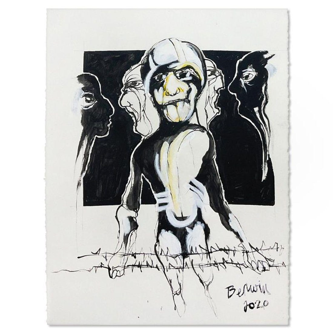 Milton Berwin (1925-2023), Original Painting (30" x 22.5"), Hand Signed with Letter of Authenticity.: This is an original painting on paper by Milton Berwin (1925-2023), hand signed by the artist. Includes Letter of Authenticity. Measures approx. 30" x 22.5" (image).