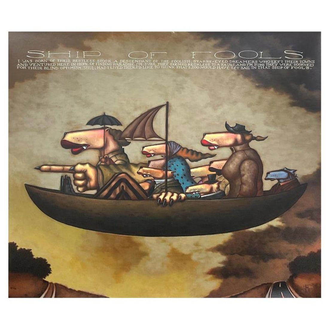 Markus Pierson, "Ship of Fools" Limited Edition Printers Proof on Canvas, Numbered 1/2 and Hand: Ship of Fools is a limited edition printers proof on canvas by Markus Pierson, numbered 1/2 and hand signed by the artist. Includes Letter of Authenticity. Measures approx. 27.5" x 32" (image). There