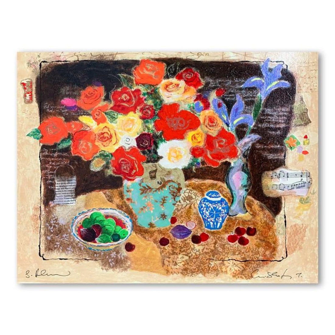 Alexander Galtchansky (1959-2008) and Tanya Wissotzky (1959-2006), "Chinese Vase" Hand Signed: Chinese Vase is a limited edition serigraph on deckle edged paper by Alexander Galtchansky (1959-2008) and Tanya Wissotzky (1959-2006). It is numbered and hand signed and includes a letter of authenti