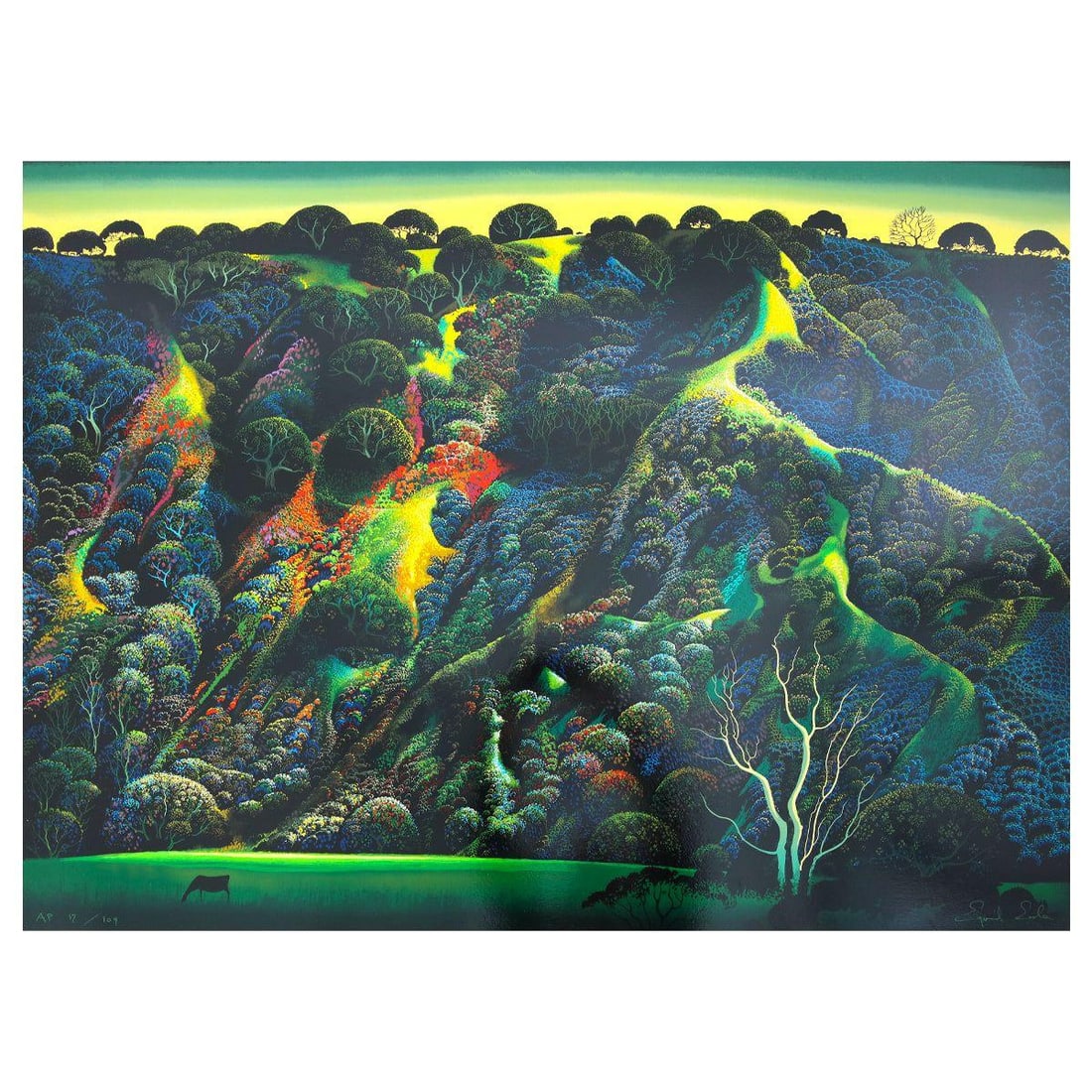 Eyvind Earle- Serigraph "Gardeners Ranch": Artist: Eyvind Earle. Medium: Serigraph. Title: Gardeners Ranch. Size: 37" x 46". Reference#: 80599.