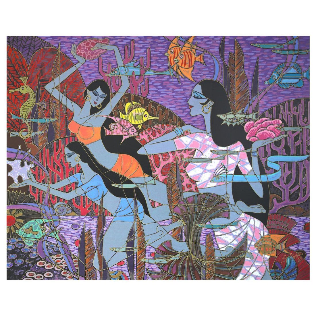 Zu Ming Ho- Silkscreen "Pink Coral": Artist: Zu Ming Ho. Medium: Silkscreen. Title: Pink Coral. Size: 24" x 30". Signature: Hand signed and numbered. Reference#: 74855.