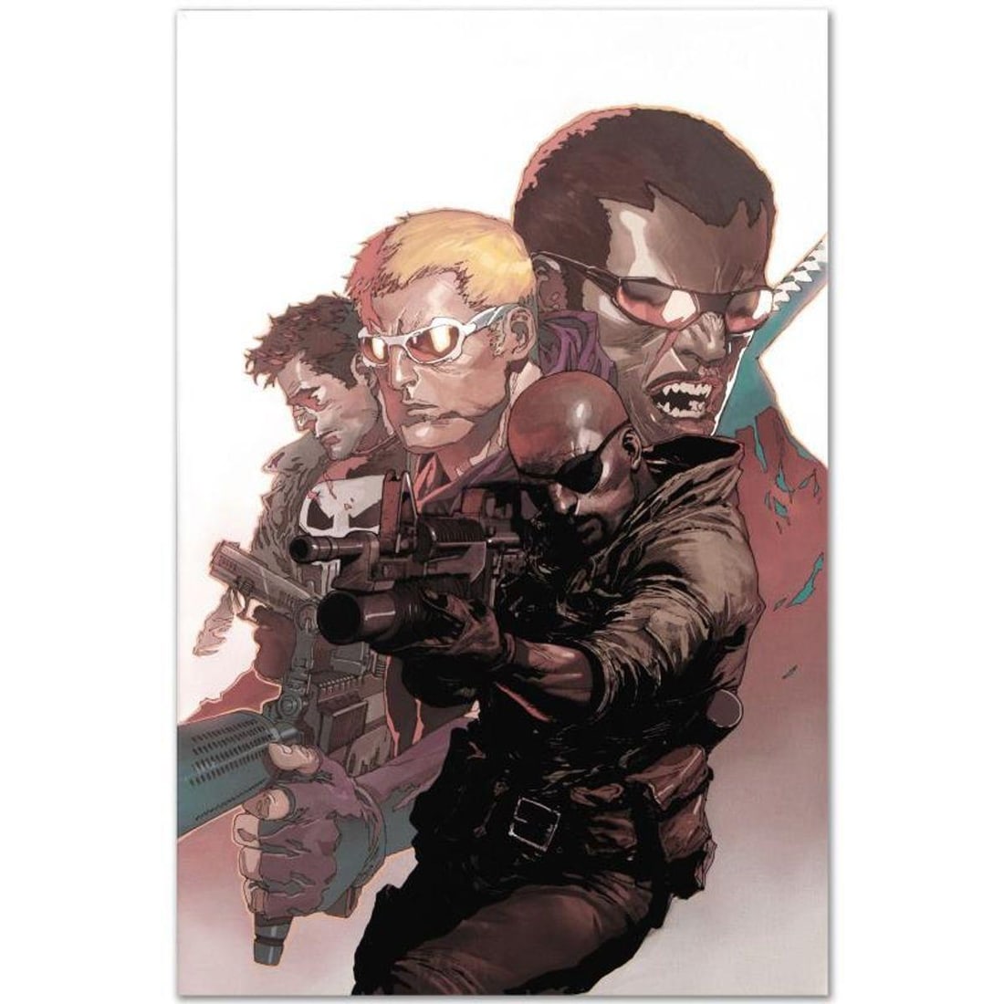 Marvel Comics "Ultimate Avengers vs. New Ultimates #4" Numbered Limited Edition Giclee on Canvas by: A piece of comic book history, this limited edition, from original art by Leinil Francis Yu, depicts Nick Fury. After winning the Wizard's Drawing Board Contest, Marvel Comics hired Leinil Francis Yu