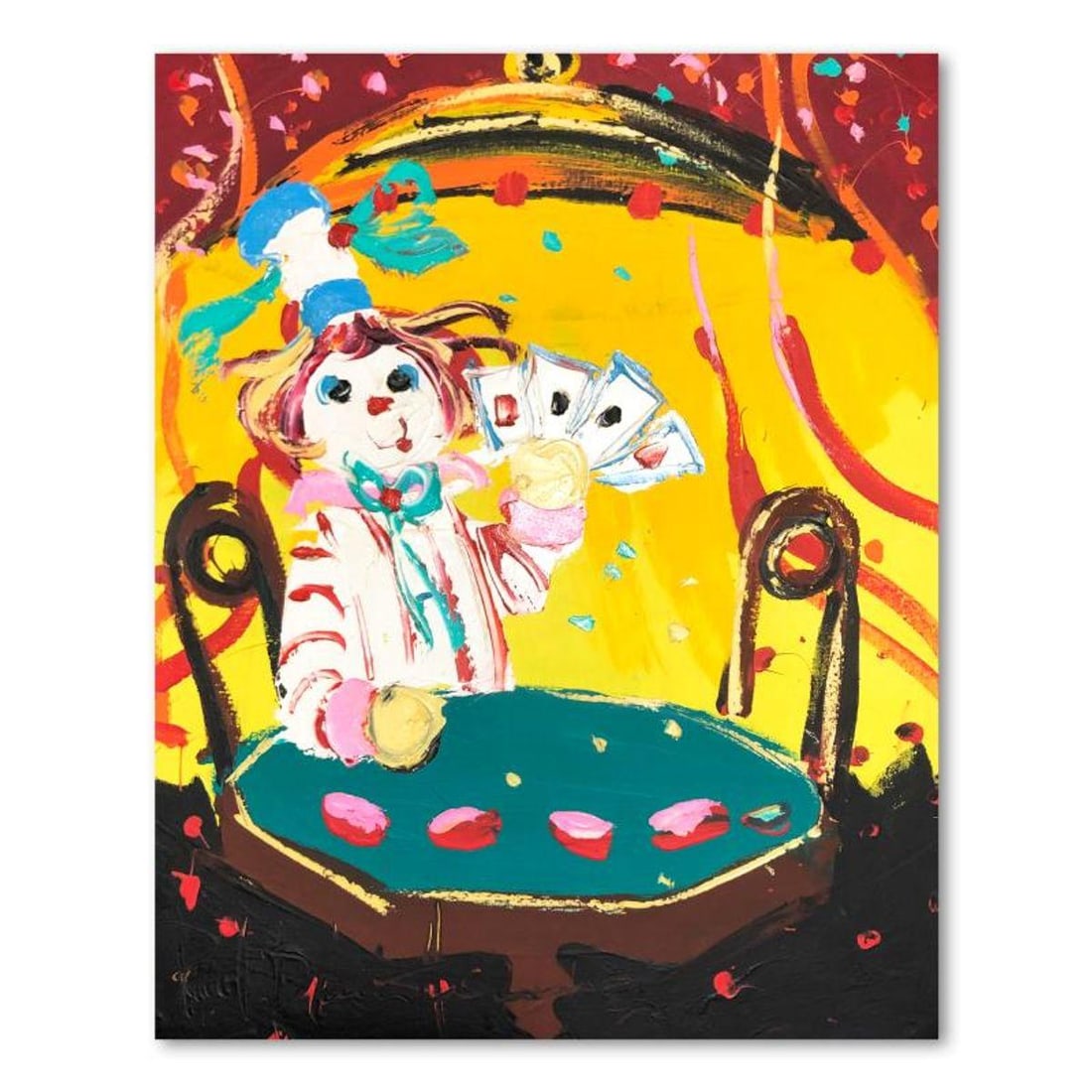 Paul Blaine Henrie (1932-1999), "Poker Face" Hand Signed Original Painting on Canvas (40"x30") with: Poker Face is an original oil painting on stretched canvas by Paul Blaine Henrie (1932-1999). The piece is hand signed by the artist and comes with a letter of authenticity. Please note that due to th