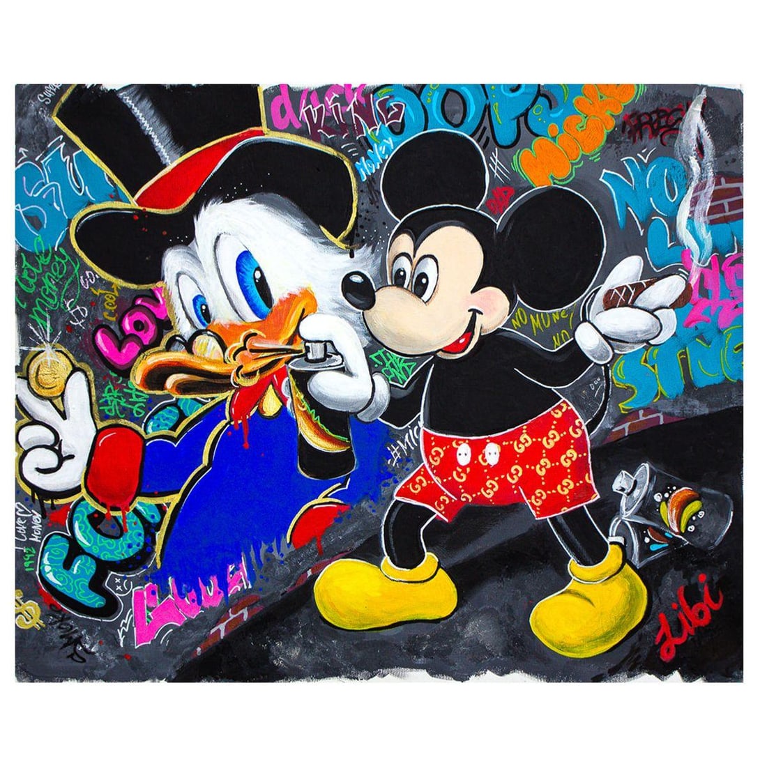 Libi- Original Acrylic on Canvas "Party Time": Artist: Libi. Medium: Original Acrylic on Canvas. Title: Party Time. Size: 16" x 20". Signature: Hand signed by the artist. Certificate of Authenticity: Is included. Reference#: 44549.