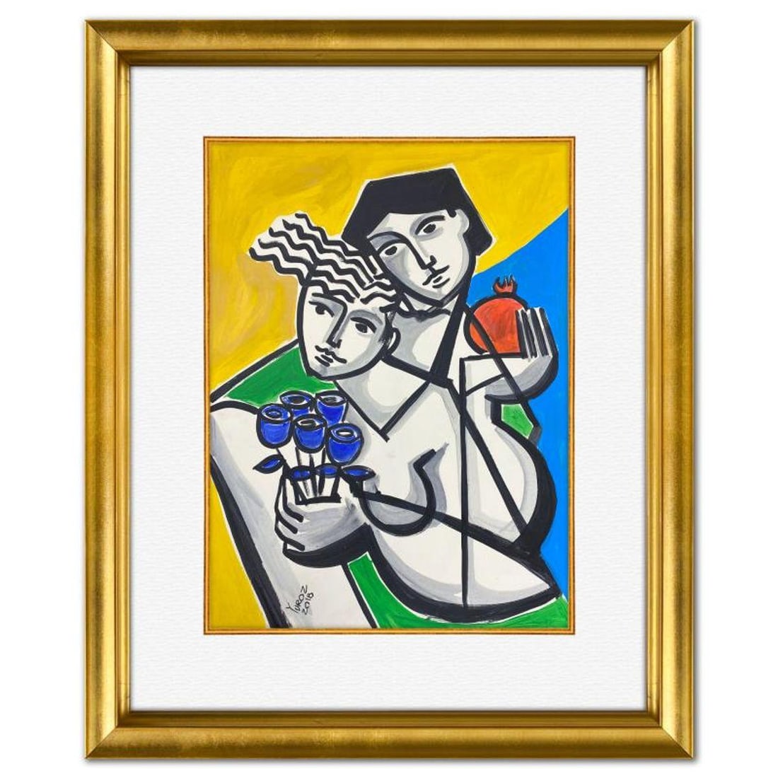 Yuroz, Framed Original Painting, Hand Signed with Letter of Authenticity.: This is an original painting on paper by Yuroz, hand signed by the artist. This piece comes custom framed on linen. Includes Letter of Authenticity. Measures approx. 39.5" x 30.5" (frame), 29.5" x 21.