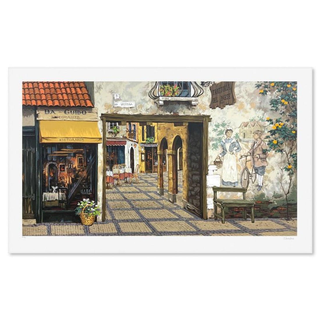 Viktor Shvaiko, "Via Leccosa (White)" Limited Edition Printer's Proof Serigraph (26" x 46"),: Via Leccosa (White) is a limited edition printer's proof serigraph on paper by Viktor Shvaiko, numbered and hand signed by the artist. Includes Letter of Authenticity. Measures approx. 31.5" x 51" (bo