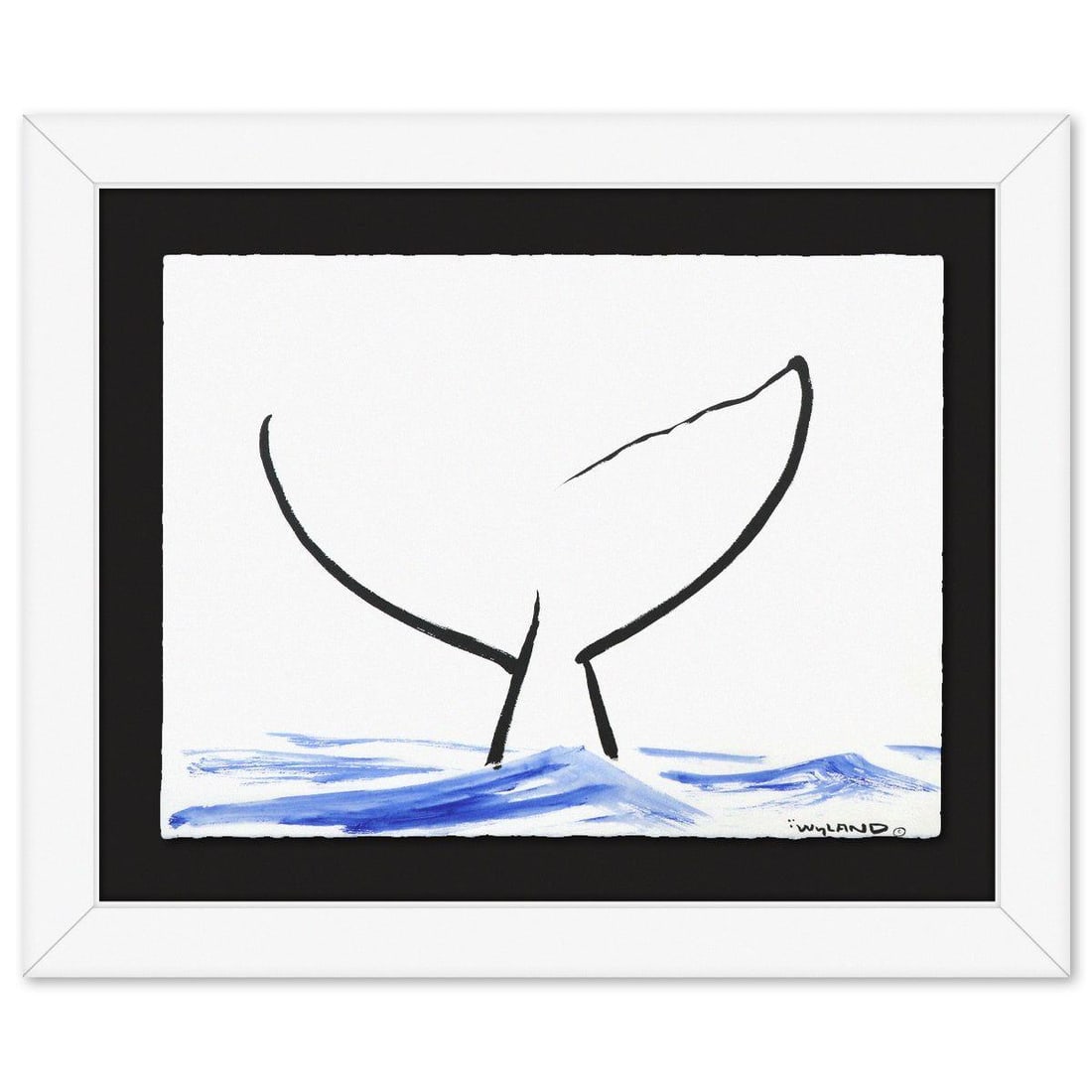 Wyland- Original Sumi Ink Painting "Whale Tail": Artist: Wyland. Medium: Original Sumi Ink Painting. Title: Whale Tail. Size: 22" x 30". Measures approx. 33" x 40" (framed). Signature: Hand signed by the artist. Certificate of Authenticity: Is inclu