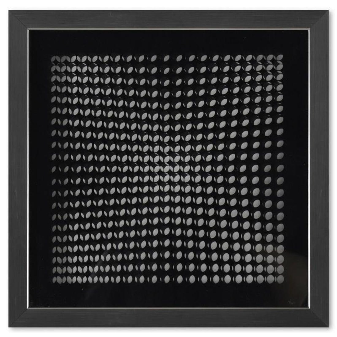 Victor Vasarely (1908-1997), "Trois Dimensions Optique de la serie Cinetiques" Framed 1973: Trois Dimensions Optique de la serie Cinetiques is a dimensional artwork, published in 1973, by Victor Vasarely (1908-1997). This piece comes custom framed, with a letter of authenticity and with a 19