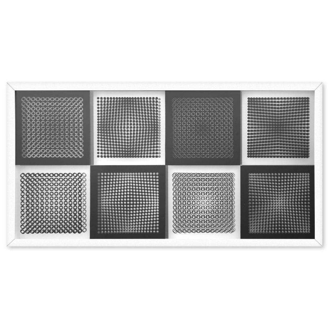 Victor Vasarely (1908-1997)- Mixed Media "Serie Cinetique: Trois Dimensions de l'Optique": Artist: Victor Vasarely (1908-1997). Medium: Mixed Media. Title: Serie Cinetique: Trois Dimensions de l'Optique. Size: 21" x 42". Measures approx. 23" x 44" (framed). Certificate of Authenticity: Is i