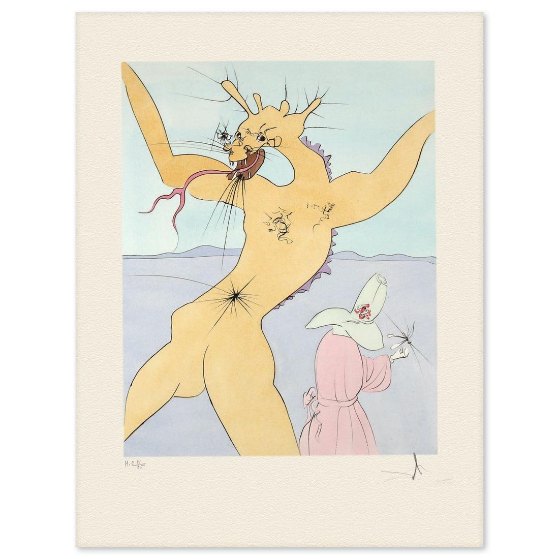 Salvador Dali- Etching "Shunboshi Little One-Inch": Artist: Salvador Dali. Medium: Etching. Title: Shunboshi Little One-Inch. Size: 26" x 20". Signature: Hand signed and numbered. Reference#: 74732.