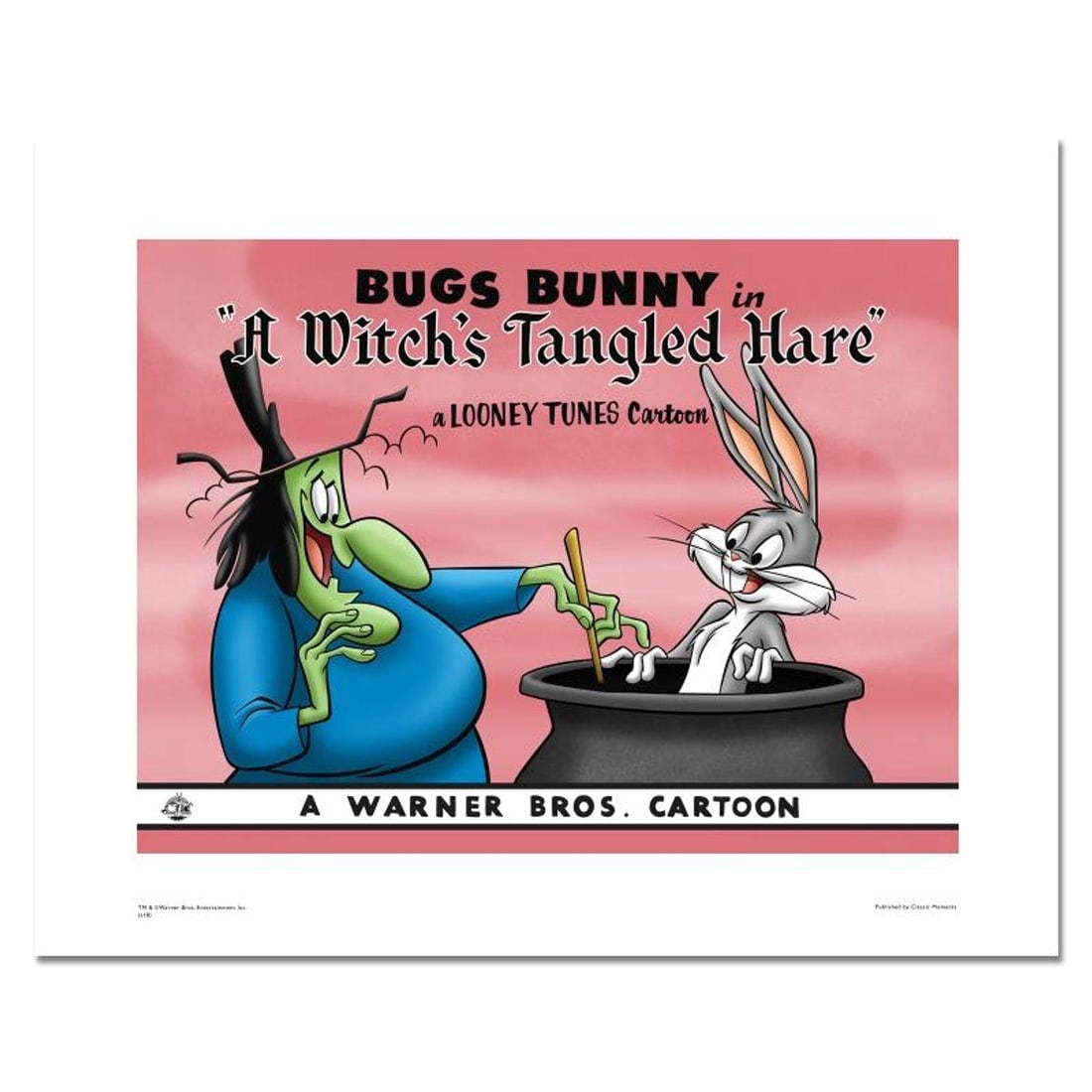 A Witch's Tangled Hare Numbered Limited Edition Giclee from Warner Bros. with Certificate of: A Witch's Tangled Hare is a limited edition giclee on paper from Warner Bros. featuring iconic Looney Tunes characters. The art was taken from an original Lobby Card used to promote "A Witch's Tangled
