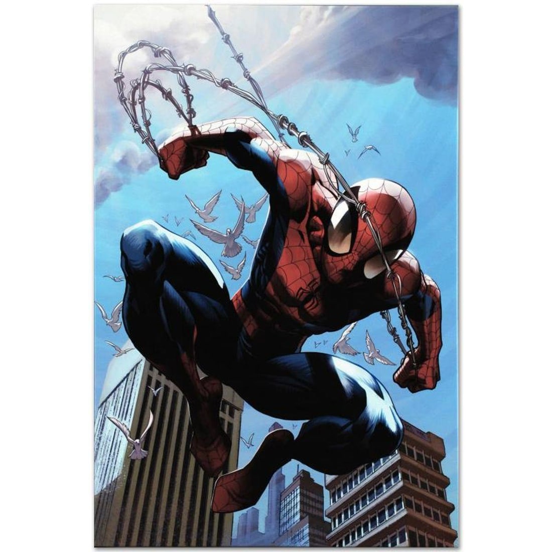 Marvel Comics "Ultimate Spider-Man #156" Numbered Limited Edition Giclee on Canvas by Mark Bagley: A piece of comic book history, this limited edition, from original art by Mark Bagley, depicts Spider-Man. Mark Bagley got his start by winning Marvel's Try-Out contest, for which he was awarded penci