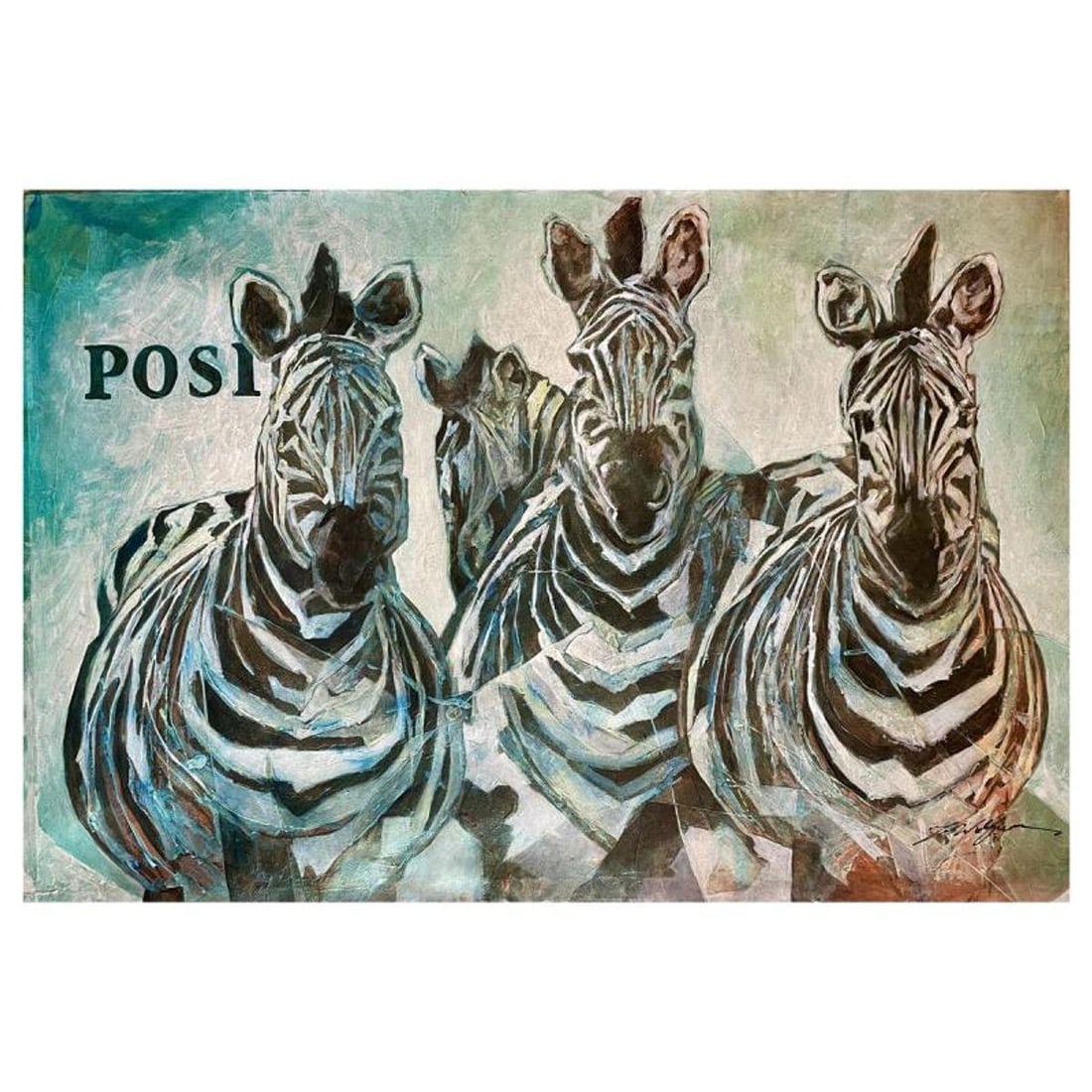 Wolfson, "Positive" Hand Signed Original Painting on Canvas with Letter of Authenticity.: Positive is an original painting, acrylic on canvas, by Wolfson. Hand signed by the artist, it is accompanied by a letter of authenticity. Measures approximately 24" x 35 (image).