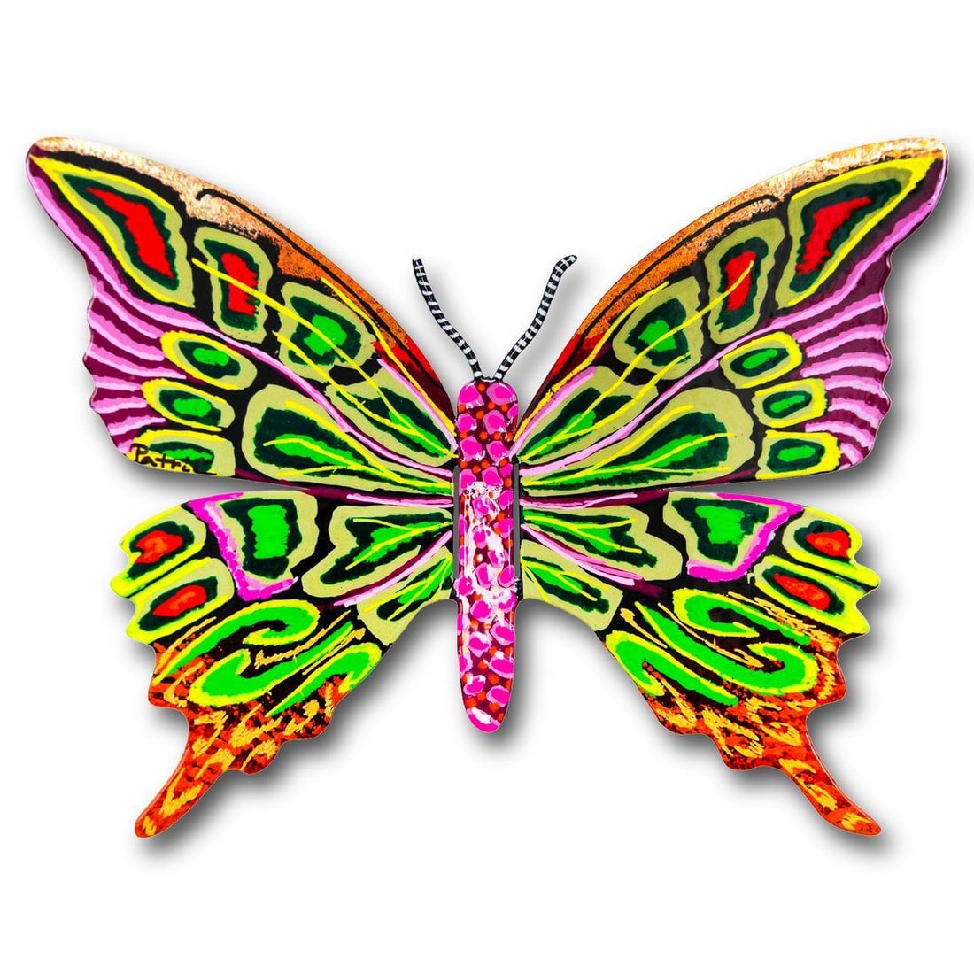 Patricia Govezensky- Original Painting on Cutout Steel "Butterfly": Artist: Patricia Govezensky. Medium: Original Painting on Cutout Steel. Title: Butterfly. Size: 6" x 8". Signature: Hand Signed by the Artist. Certificate of Authenticity: From the publisher. Referenc