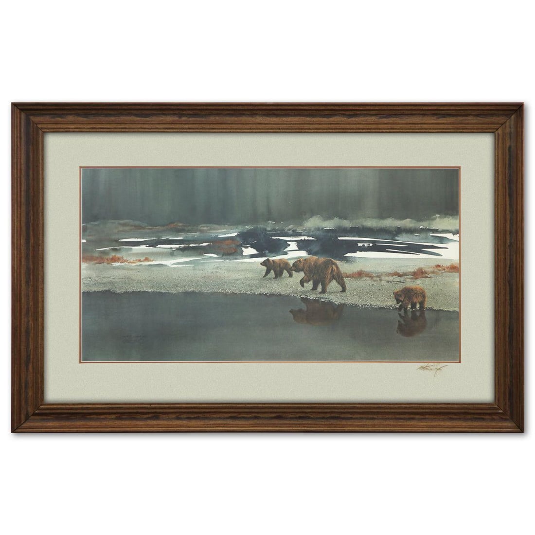 Morten F. Solberg- Offset Lithograph "First Reflection": Artist: Morten F. Solberg. Medium: Offset Lithograph. Title: First Reflection. Size: 16" x 37". Measures approx. 27" x 42" (framed). Signature: Signed. Additional: Disclaimer: The frame shows some sig