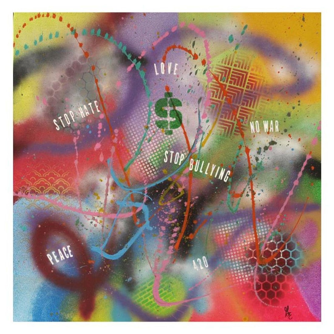 George Marlowe, "Graffiti XII" Original Acrylic Painting on Gallery Wrapped Canvas, Hand Signed with: Graffiti XII is an original acrylic painting on canvas by George Marlowe, hand signed by the artist. This piece comes gallery wrapped. Includes Letter of Authenticity. Measures approx. 30" x 30" (imag