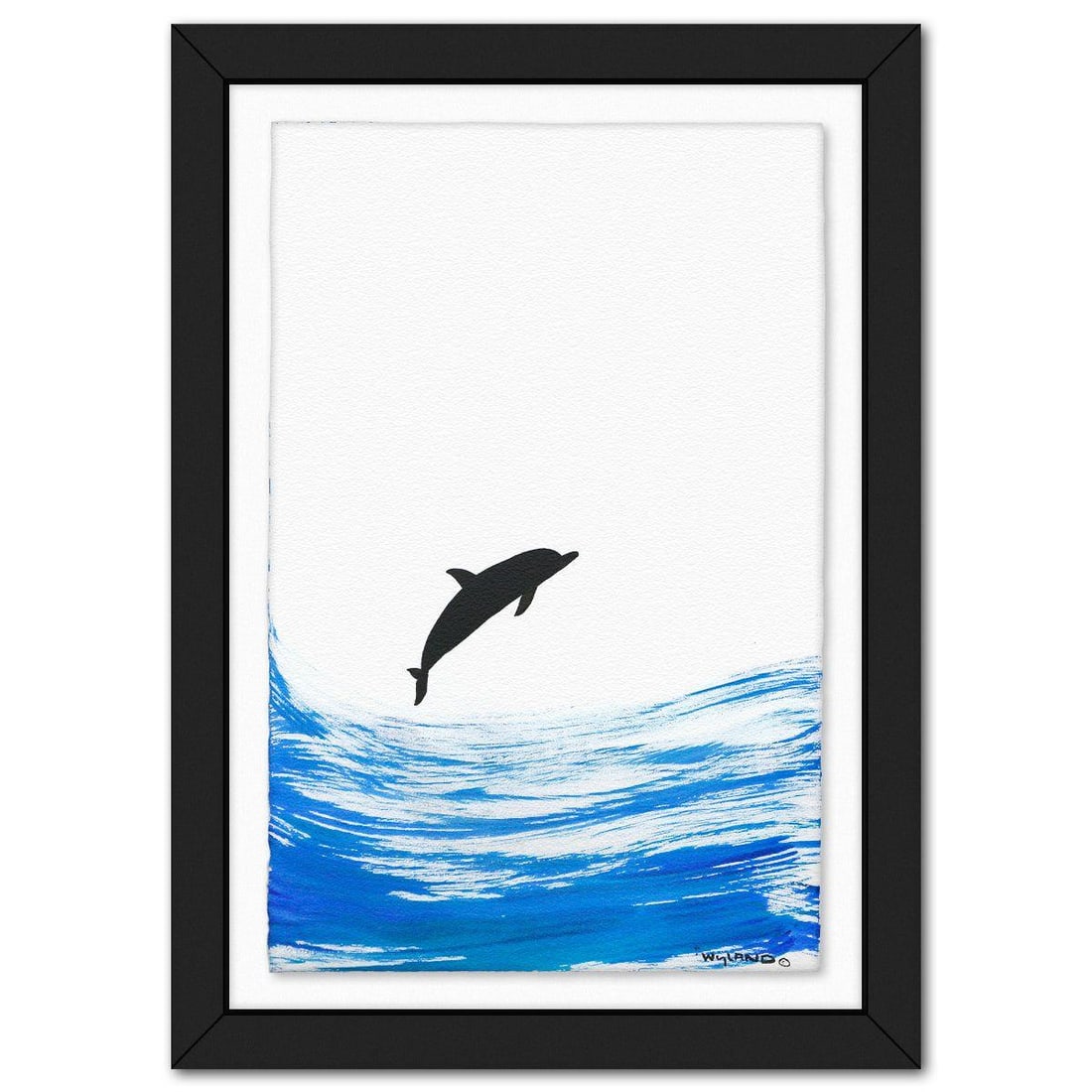 Wyland- Original Sumi Ink Painting "Dolphin": Artist: Wyland. Medium: Original Sumi Ink Painting. Title: Dolphin. Size: 40" x 26". Measures approx. 49" x 35" (framed). Signature: Hand signed by the artist. Certificate of Authenticity: Is included
