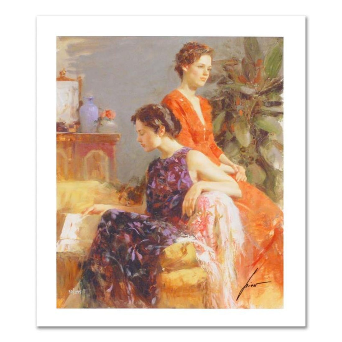 Pino (1939-2010), "Lazy Afternoon" Limited Edition on Canvas, Numbered and Hand Signed with: Lazy Afternoon is a limited edition giclee on canvas by Pino (1939-2010), numbered and hand signed by the artist. Includes Certificate of Authenticity. Measures approx. 12" x 14" (image). Reference#: