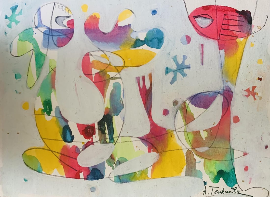 Ara Tevkantz (b. 1956)- Mixed media on paper: Artist: Ara Tevkantz (b. 1956). Medium: Mixed media on paper. Size: 30" x 22". Signature: Signed. Reference#: 28196.