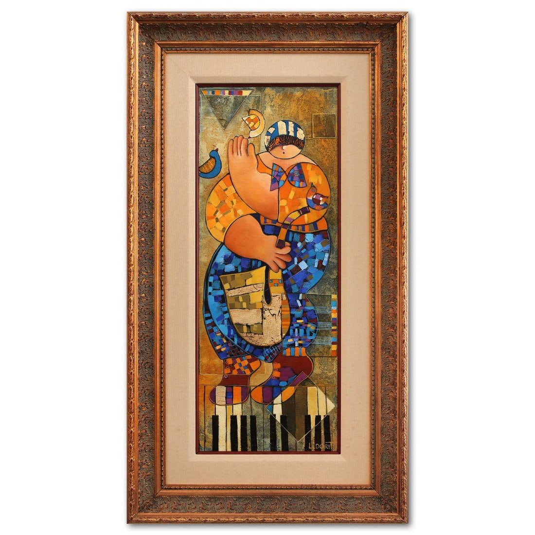 Dorit Levy- "Poet": Artist: Dorit Levy. Title: Poet. Size: 29" x 11". Measures approx. 40" x 22" (framed). Signature: Hand Signed. Reference#: 74587.