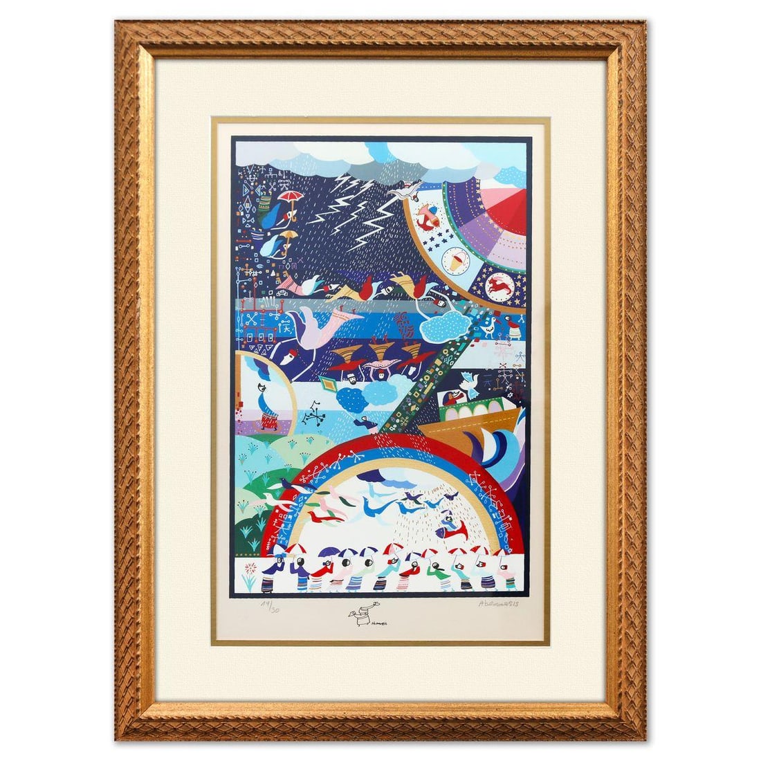 Raphael Abecassis- Serigraph: Artist: Raphael Abecassis. Medium: Serigraph. Size: 21" x 14". Measures approx. 30" x 22" (framed). Signature: Hand Signed and Numbered. Certificate of Authenticity: Is included. Additional: 19/30. Re