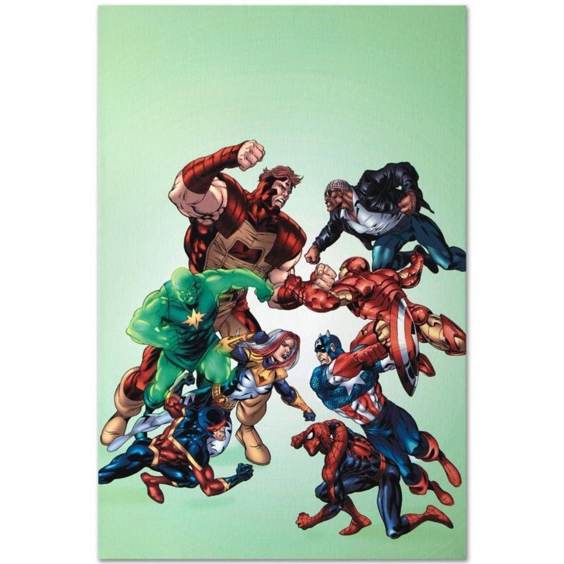 Marvel Comics "New Thunderbolts #3" Numbered Limited Edition Giclee on Canvas by Tom Grummett with: A piece of comic book history, this limited edition, from original art by Tom Grummett, depicts an action packed scene featuring the Avengers. While working for Marvel, Tom Grummett was the penciller