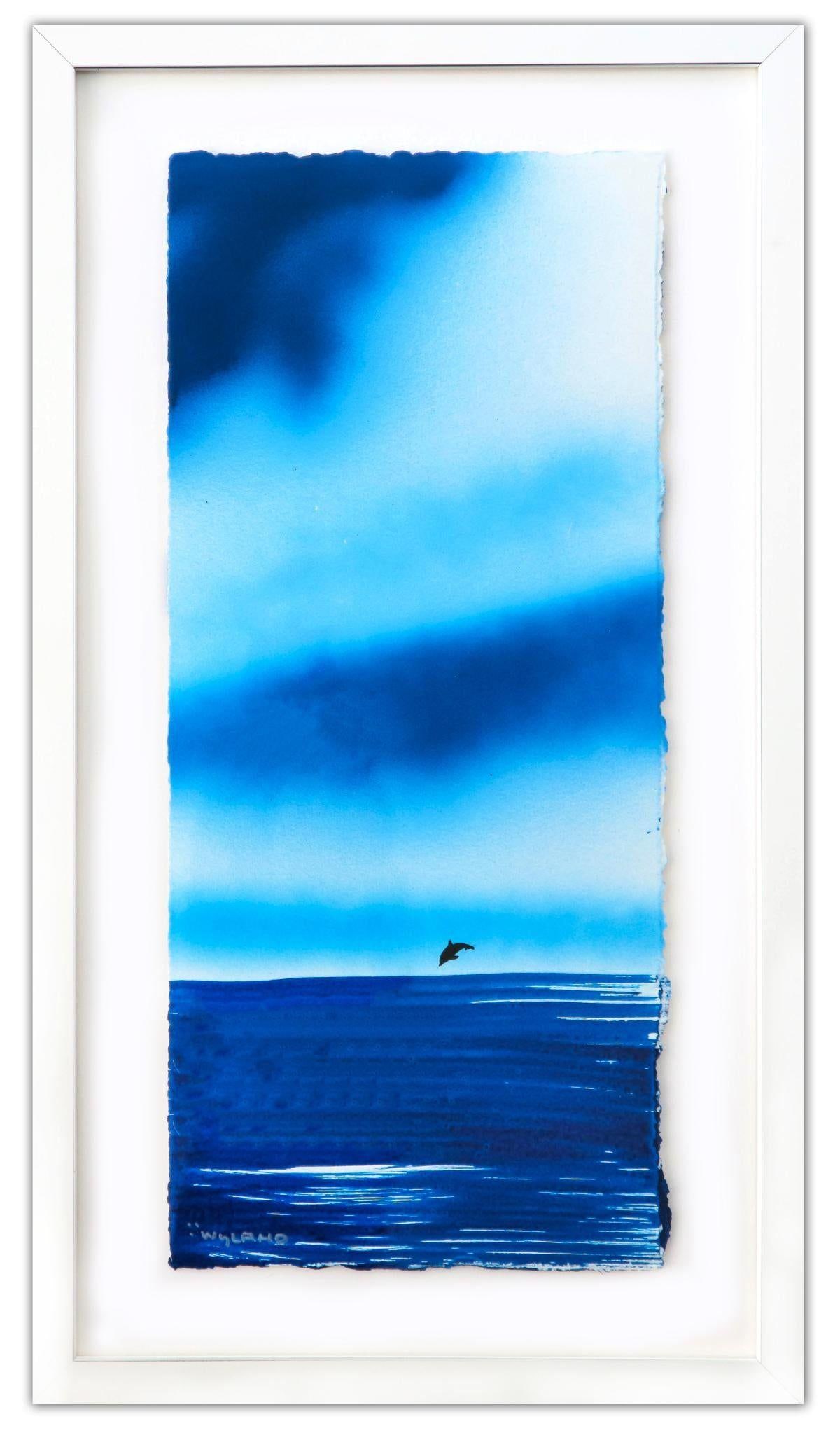 Wyland- Original Watercolor Painting on Deckle Edge Paper "Fluke": Artist: Wyland. Medium: Original Watercolor Painting on Deckle Edge Paper. Title: Fluke. Size: 22" x 10". Measures approx. 28" x 16" (framed). Signature: Hand Signed by the artist. Certificate of Auth