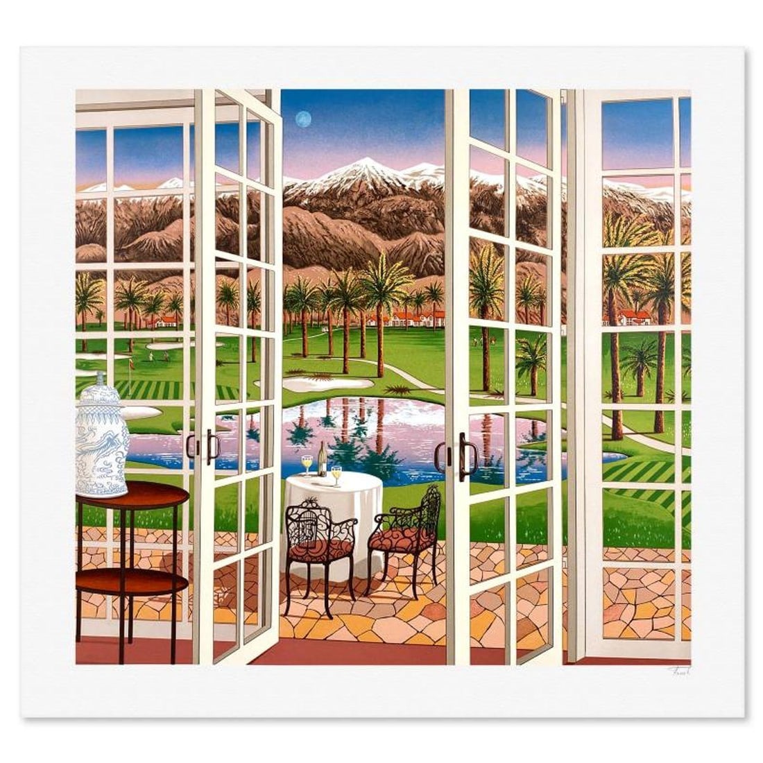 Fanch Ledan, "Palm Springs" Limited Edition Lithograph, PP Numbered and Hand Signed with Letter of: Palm Springs is a limited edition lithograph on paper by Fanch, PP numbered and hand signed by the artist. Includes Letter of Authenticity. Measures approx. 30.5" x 33" (border), 26" x 28" (image). Th