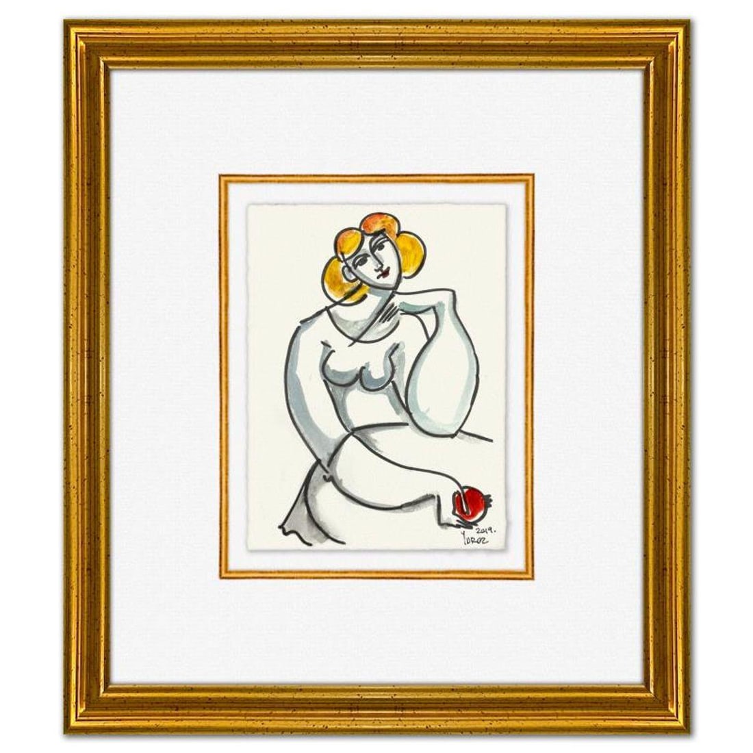 Yuroz, Framed Original Painting, Hand Signed with Letter of Authenticity.: This is an original painting on paper by Yuroz, hand signed by the artist. This piece comes custom framed on linen. Includes Letter of Authenticity. Measures approx. 16" x 14" (frame), 8" x 6" (image)