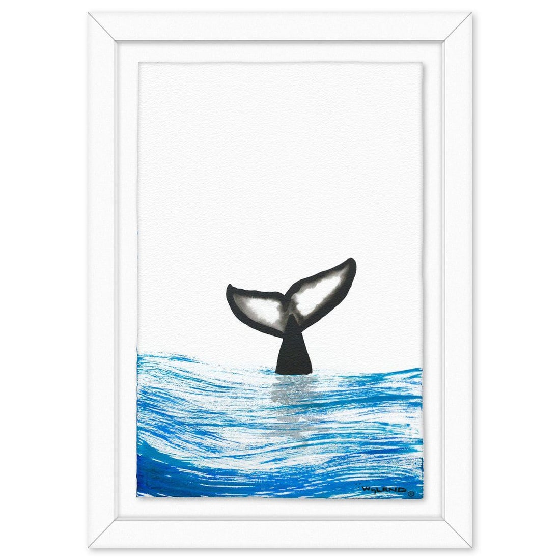 Wyland- Original Sumi Ink Painting "Whale Tail": Artist: Wyland. Medium: Original Sumi Ink Painting. Title: Whale Tail. Size: 40" x 26". Measures approx. 49" x 35" (framed). Signature: Hand signed by the artist. Certificate of Authenticity: Is inclu
