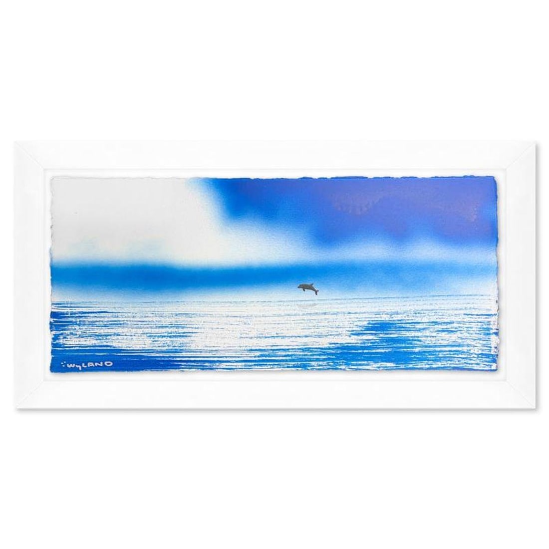 Wyland, "Dolphin" Framed, Hand Signed Original Painting with Letter of Authenticity.: Dolphin is an original painting acrylic on deckle edge paper by Wyland. Hand signed by the artist, the piece comes custom framed and with a letter of authenticity. Measures approximately 14.5" x 26.5"