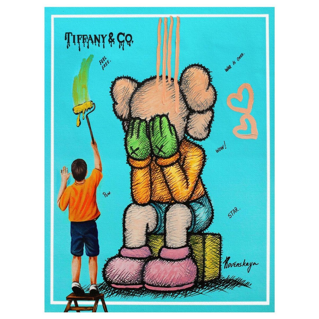 Nastya Rovenskaya- Original Mixed Media on Canvas "Imagination": Artist: Nastya Rovenskaya. Medium: Original Mixed Media on Canvas. Title: Imagination. Size: 40" x 30". Signature: Hand signed. Certificate of Authenticity: Is included. Reference#: 70938.