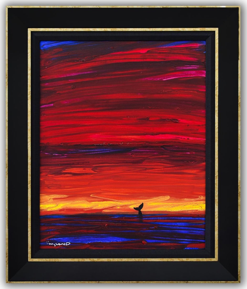 Wyland- Original Painting on Canvas "Whale Tail In the Light": Artist: Wyland. Medium: Original Painting on Canvas. Title: Whale Tail In the Light. Size: 24" x 20". Measures approx. 33" x 28" (framed). Signature: Hand Signed by the artist. Certificate of Authenti