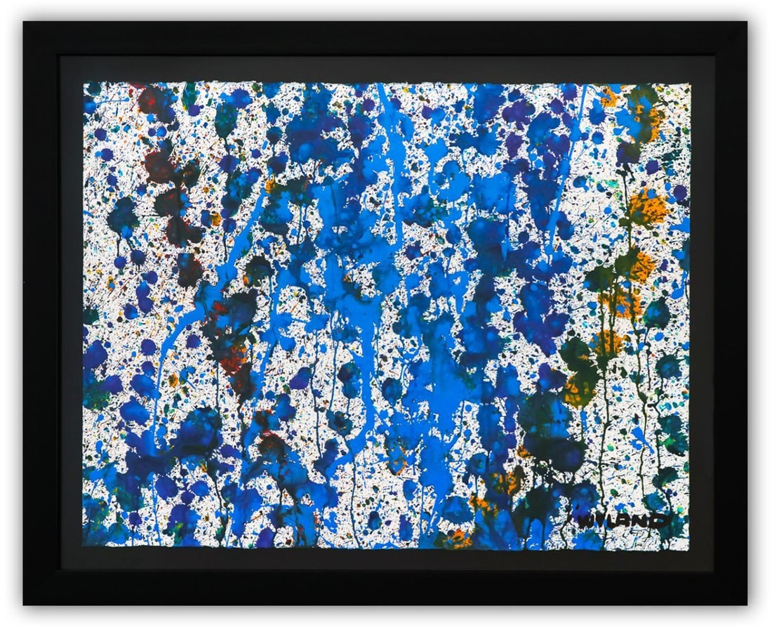 Wyland- Original Watercolor Painting on Deckle Edge Paper "Abstract Drip": Artist: Wyland. Medium: Original Watercolor Painting on Deckle Edge Paper. Title: Abstract Drip. Size: 22" x 30". Measures approx. 29" x 36" (framed). Signature: Hand Signed by the artist. Certificate