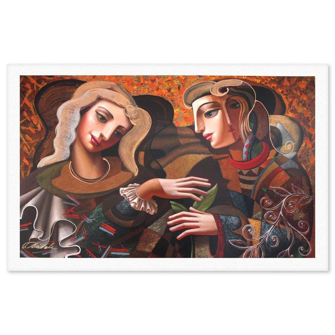 Oleg Zhivetin- Silkscreen "Sincerely": Artist: Oleg Zhivetin. Medium: Silkscreen. Title: Sincerely. Size: 29" x 44". Signature: Hand signed and numbered. Reference#: 74685.