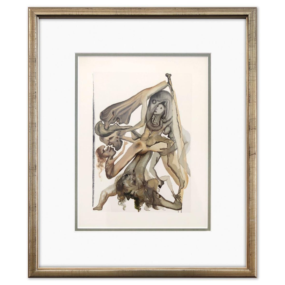 Salvador Dali- Original Color Woodcut on B.F.K. Rives Paper "Inferno 4" (1 of 2)