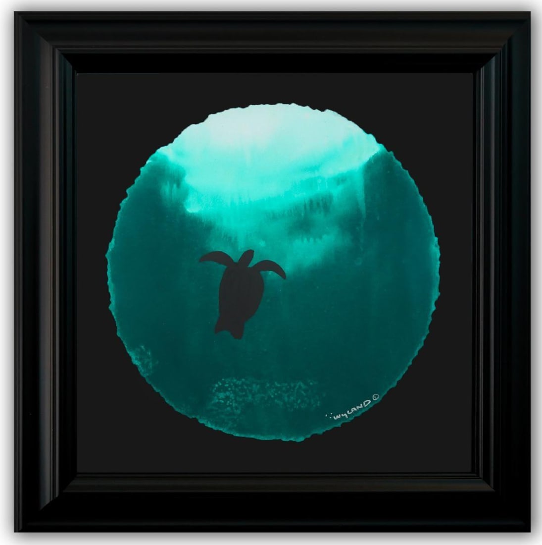 Wyland- Original Watercolor Painting on Deckle Edge Paper "Fluke": Artist: Wyland. Medium: Original Watercolor Painting on Deckle Edge Paper. Title: Fluke. Size: 19" x 19". Measures approx. 30" x 30" (framed). Signature: Hand Signed by the artist. Certificate of Auth