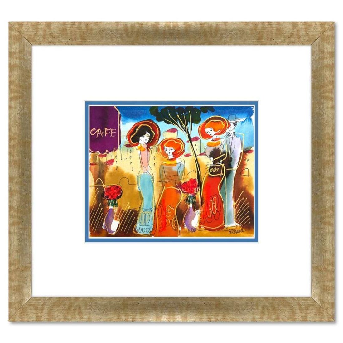 Moshe Leider, Framed Original Mixed Media Watercolor Painting, Hand Signed with Letter of: This is an original mixed media watercolor painting on paper by Moshe Leider. Hand signed by the artist, this piece comes custom framed and includes a Letter of Authenticity. Measures approximately 15