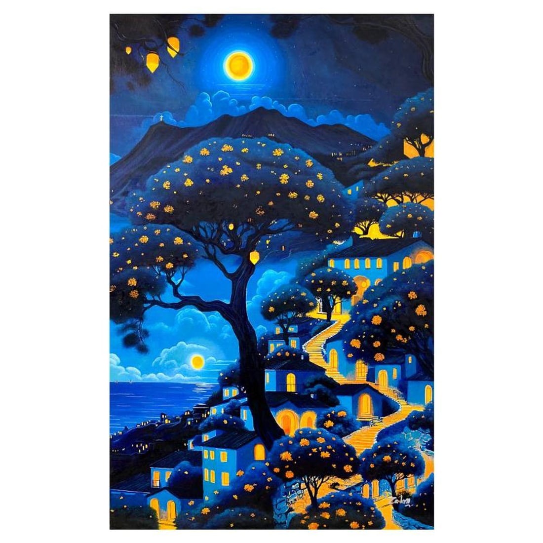 Zahra, Original Acrylic Painting on Canvas, Hand Signed with Letter of Authenticity.: This is an original acrylic painting on canvas by Zahra, hand signed by the artist. Includes Letter of Authenticity. Measures approx. 40" x 25" (image).