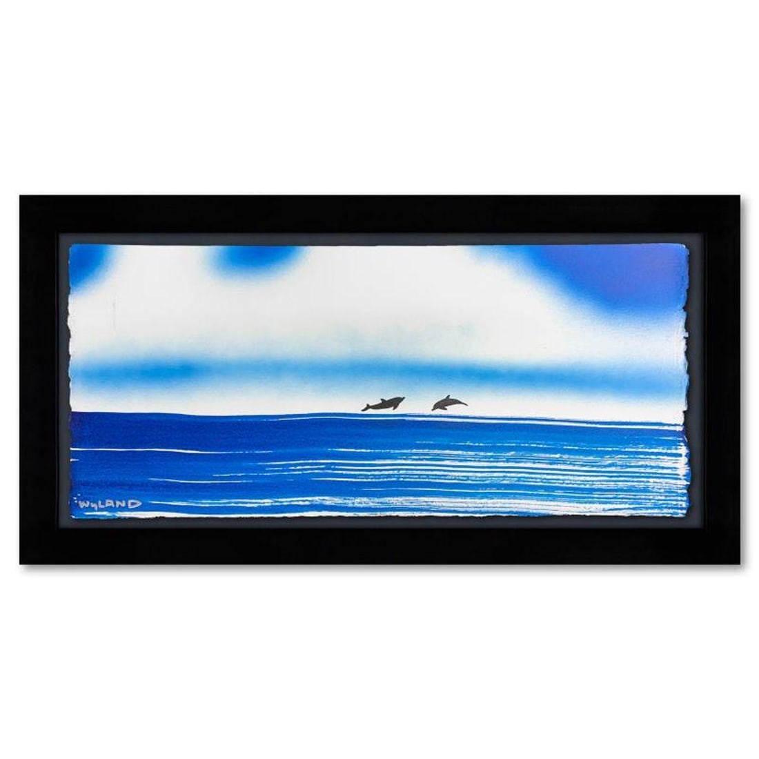 Wyland, "Dolphin" Framed, Hand Signed Original Painting with Letter of Authenticity.: Dolphin is an original painting acrylic on deckle edge paper by Wyland. Hand signed by the artist, the piece comes custom framed and with a letter of authenticity. Measures approximately 14.5" x 26.5"