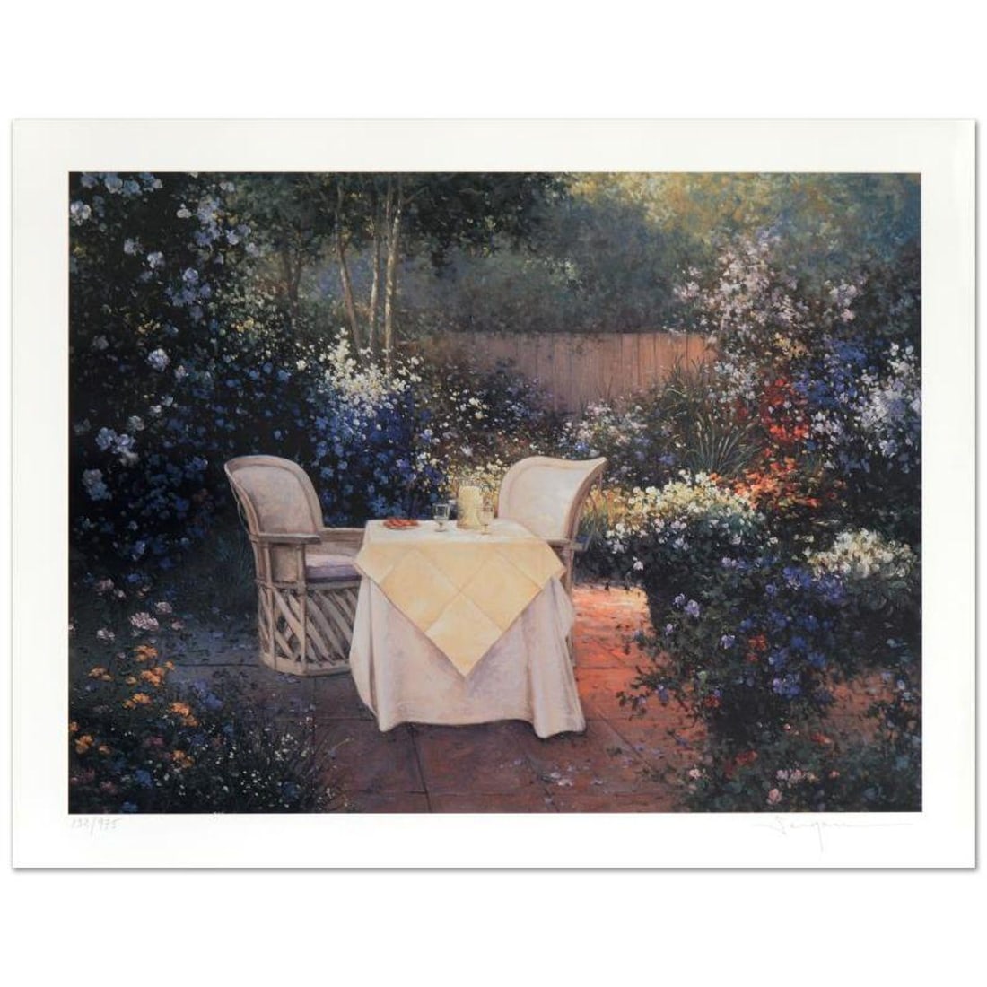 Sergon, "Garden Pleasures" Limited Edition Seriolithograph, Numbered and Hand Signed by the Artist;: Garden Pleasures is a limited edition seriolithograph on paper by Sergon, numbered and hand signed by the artist, the piece comes with a letter of authenticity. Measures approx. 21" x 17" (border), 18