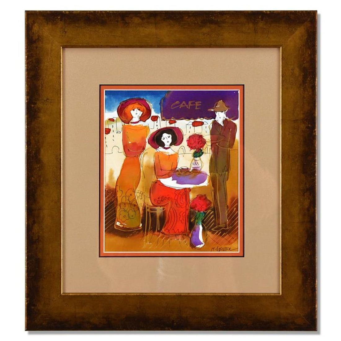 Moshe Leider, Framed Original Mixed Media Watercolor Painting, Hand Signed with Letter of: This is an original mixed media watercolor painting on paper by Moshe Leider, hand signed by the artist. This piece comes custom framed. Includes Letter of Authenticity. Measures approx. 15.5" x 17.5"