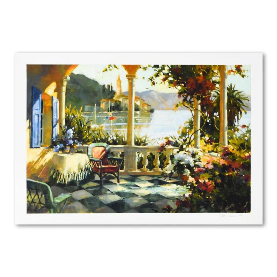 Marilyn Simandle, "Morning Tea" Limited Edition, Numbered and Hand Signed with Letter of: Morning Tea is a limited edition giclee on paper by Marilyn Simandle, numbered and hand signed by the artist. Includes Letter of Authenticity. Measures approx. 40" x 28" (border), 36" x 24" (image).