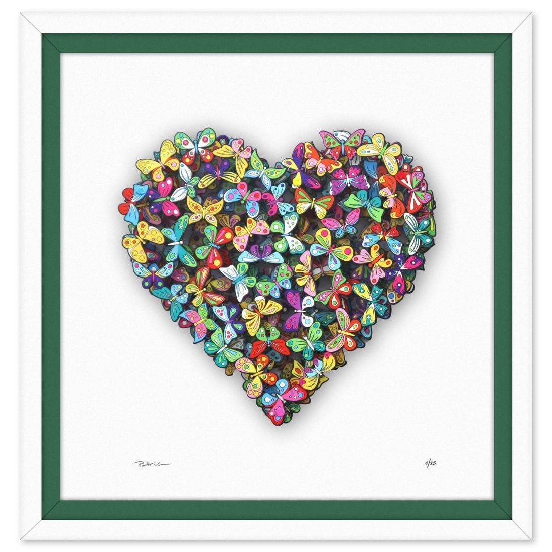 Patricia Govezensky- 3D Multilayered Woodcut "Love in Paradise": Artist: Patricia Govezensky. Medium: 3D Multilayered Woodcut. Title: Love in Paradise. Size: 12" x 12". Measures approx. 20" x 20" (framed). Signature: Hand Signed and numbered by the artist. Certific