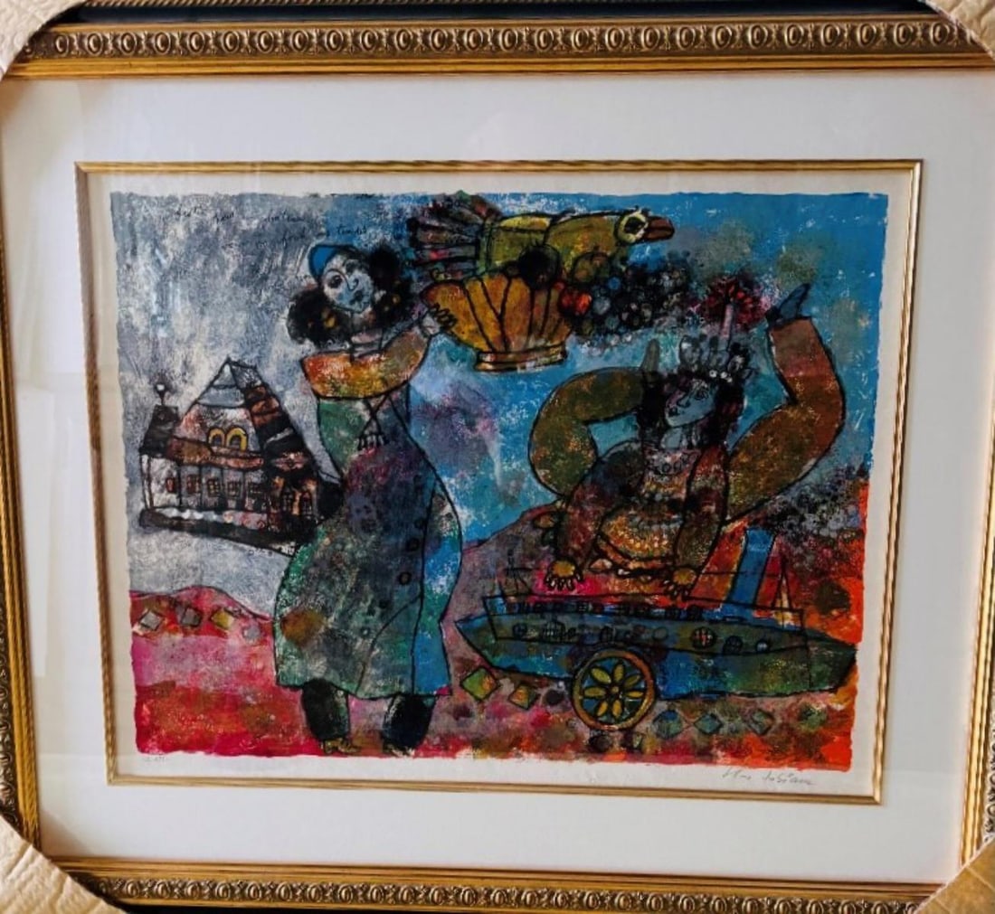 Theo Tobiasse- Lithograph on paper: Artist: Theo Tobiasse. Medium: Lithograph on paper. Measures approx. 30" x 40" (framed). Signature: Signed and numbered. Reference#: 62164.