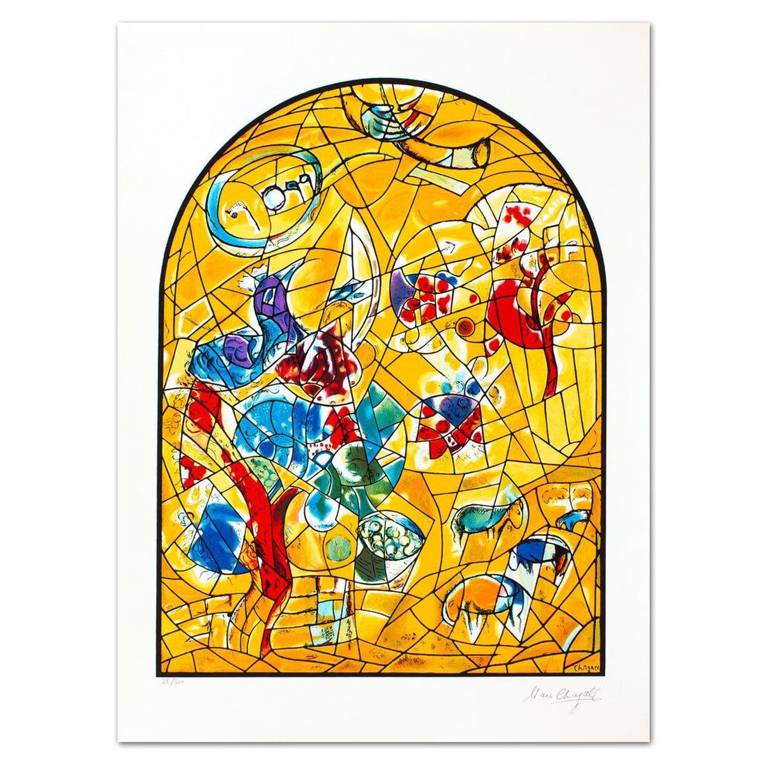 Marc Chagall- Serigraph "Joseph": Artist: Marc Chagall. Medium: Serigraph. Title: Joseph. Size: 33" x 25". Signature: Stamp signed and numbered. Certificate of Authenticity: Is included. Additional: Authrorized by the Chagall Estate