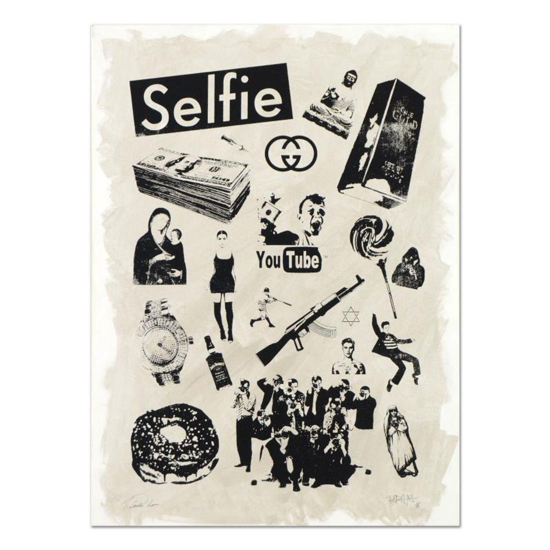 Padhia Avocado, "False Idols II: Plastic Jesus" One-of-a-Kind Hand Painted Silkscreen Mixed Media on: False Idols II: Plastic Jesus is a one-of-a-kind hand painted silkscreen mixed media on canvas, hand signed by the artist. Includes Letter of Authenticity. Measures approx. Measures approx. 22" x 30"