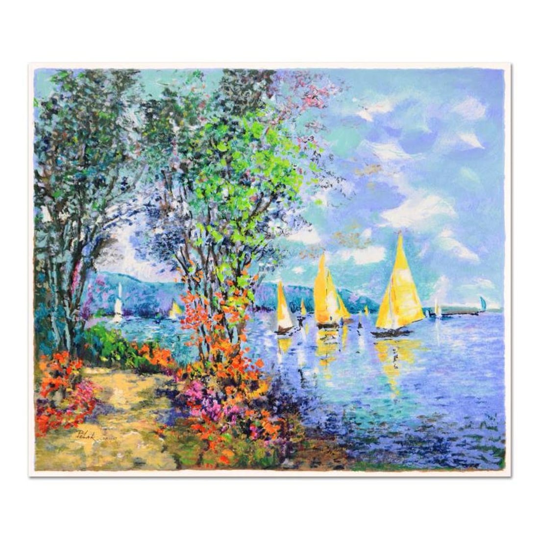 Dimitri Polak (1922-2008), "Lakeshore Fishing" Limited Edition Serigraph, Numbered and Hand Signed (1 of 2)